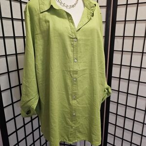 Lime Green Button-Up Women's Top